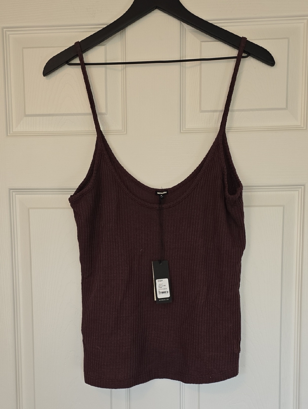 Monrow Ribbed Spaghetti-Strap Tank in Brown